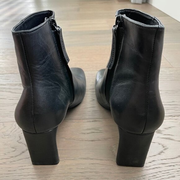 Oak + Fort 5627 2.75" Heeled Leather Booties w Inside Zip Closure Black Sz 8 - Picture 7 of 10